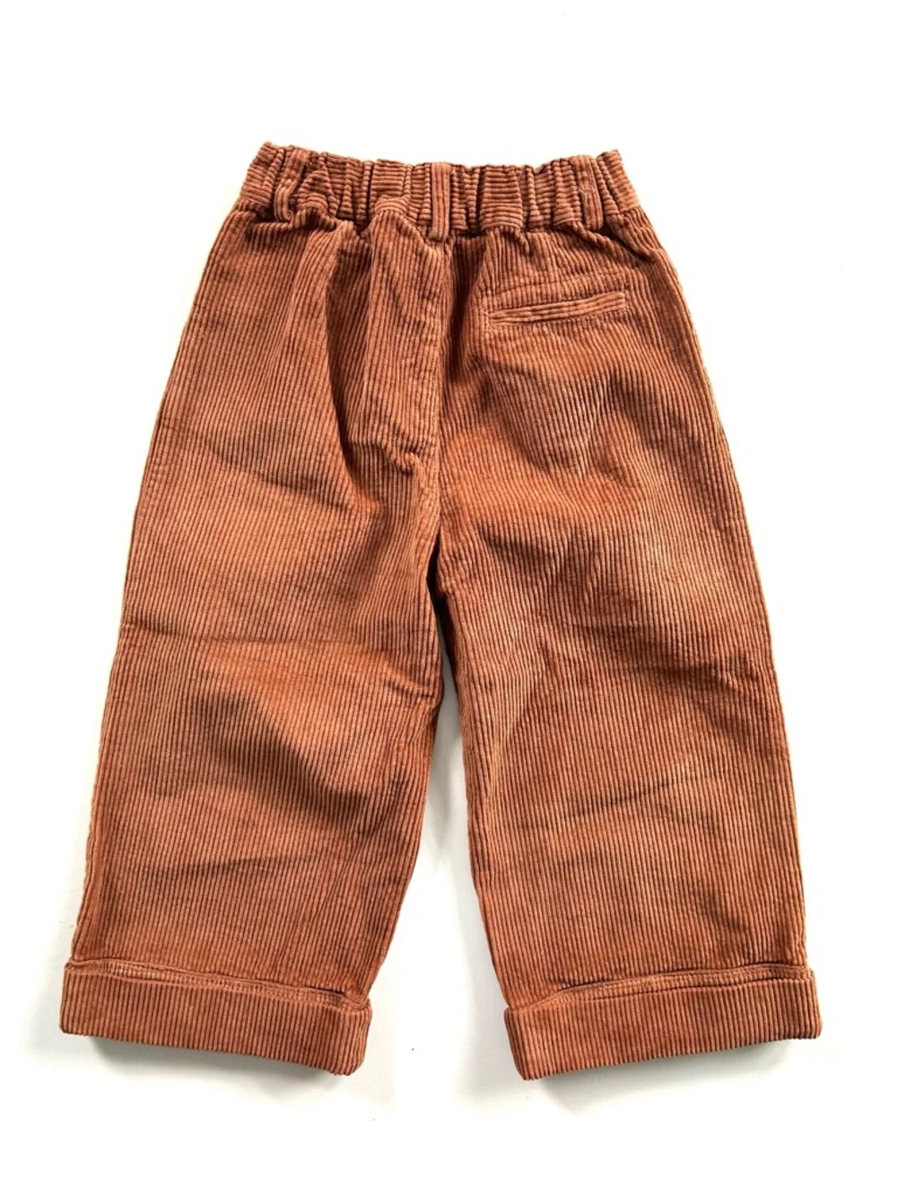 Yellowpelota Organic Cotton Corduroy Caramel Brown Pleated Trouser Pants